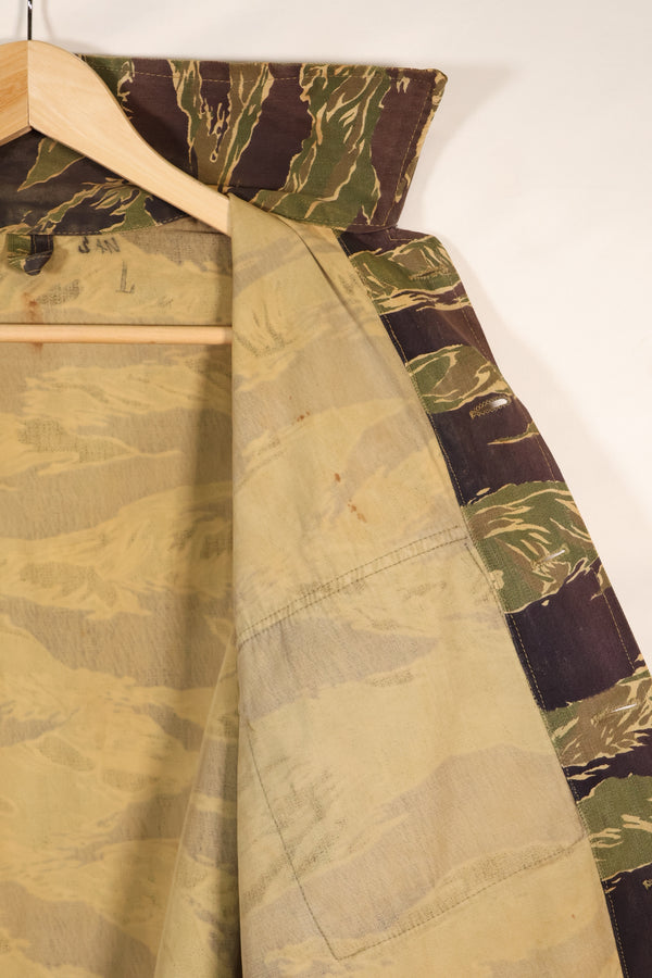 ช่วงกลางทศวรรษ 1960 สไตล์อเมริกันขนาดใหญ่ ลายเสือโอกินาวา เสื้อเชิ้ต ลายเสือ สีซีด สินค้ามือสอง