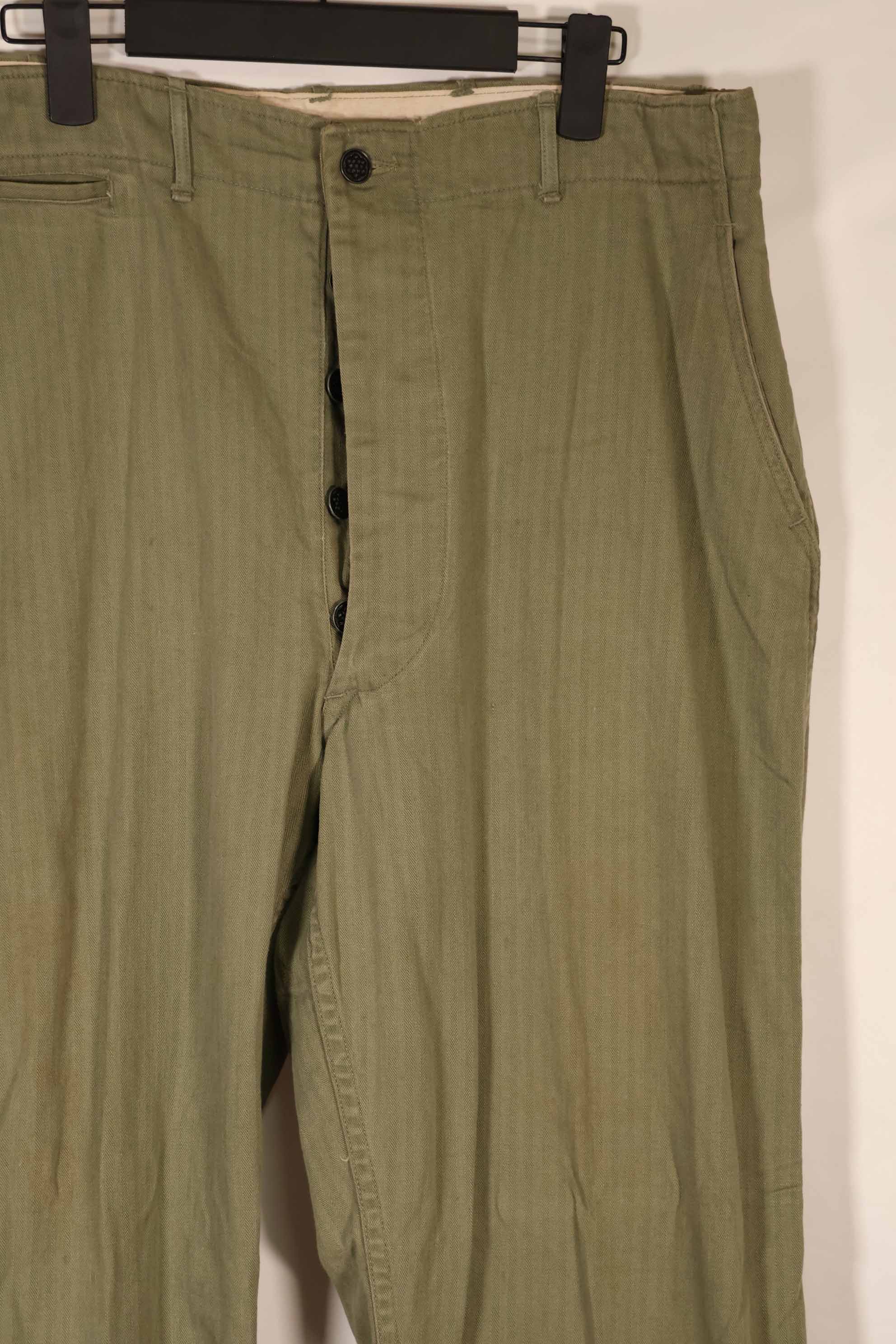実物　1940年代　アメリカ陸軍　HBT OD ユーティリティパンツ 中古品　大きいサイズ