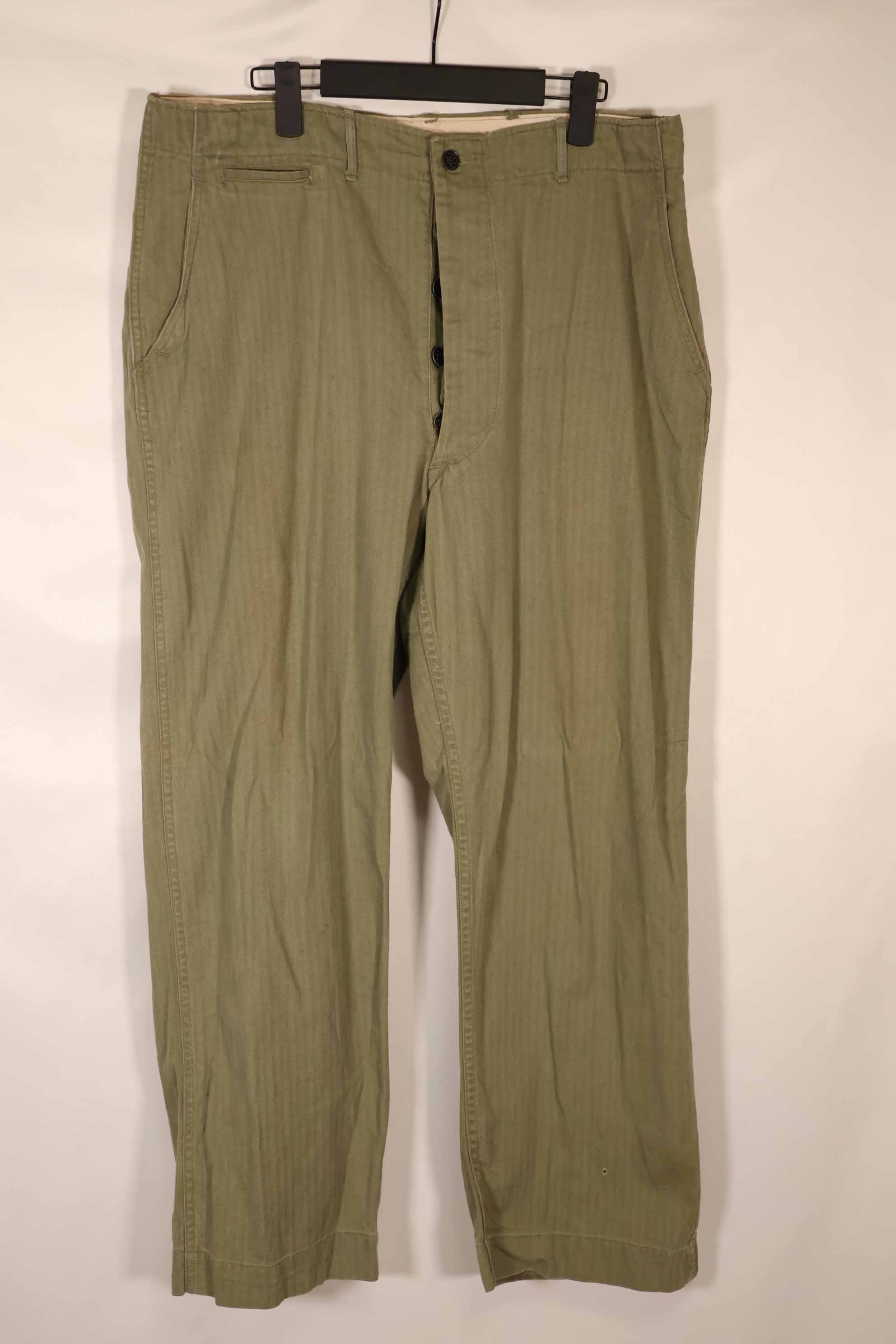 実物　1940年代　アメリカ陸軍　HBT OD ユーティリティパンツ 中古品　大きいサイズ