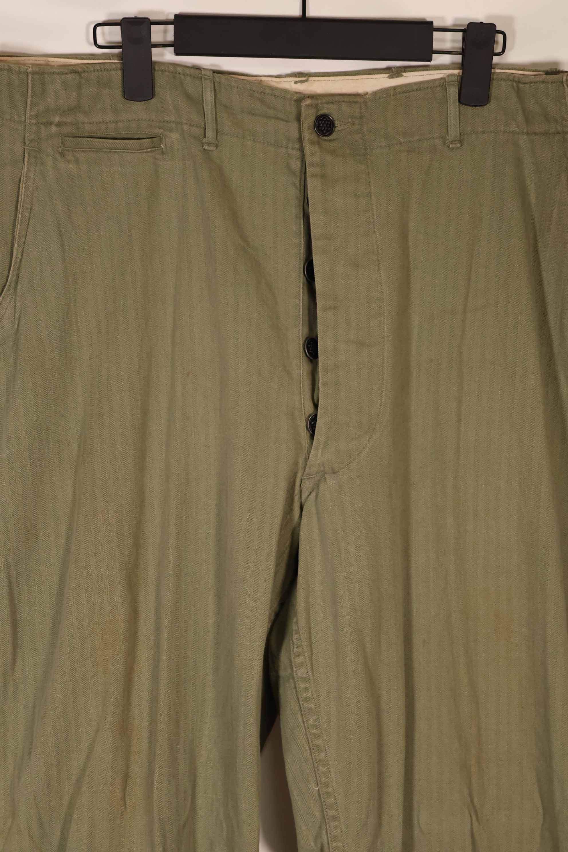 実物　1940年代　アメリカ陸軍　HBT OD ユーティリティパンツ 中古品　大きいサイズ