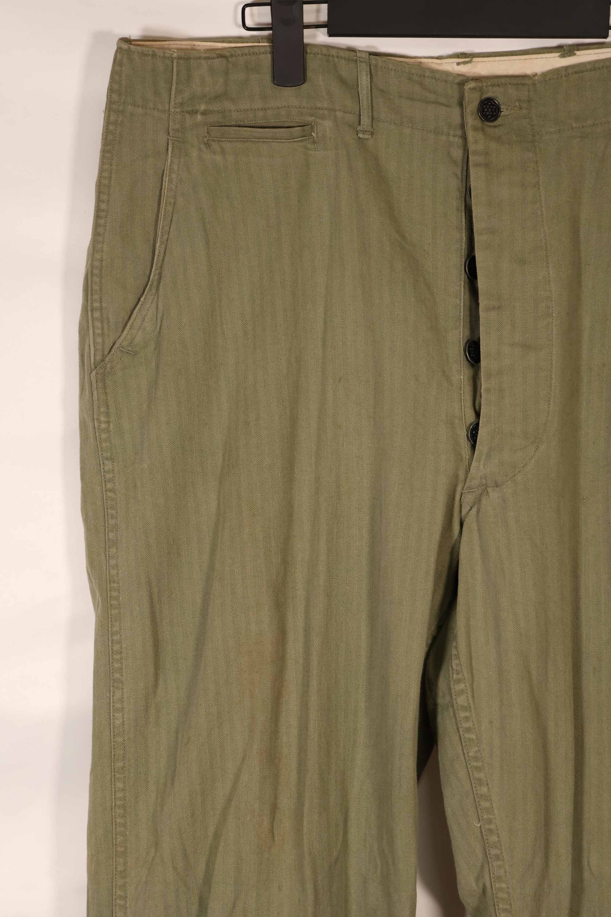 実物　1940年代　アメリカ陸軍　HBT OD ユーティリティパンツ 中古品　大きいサイズ
