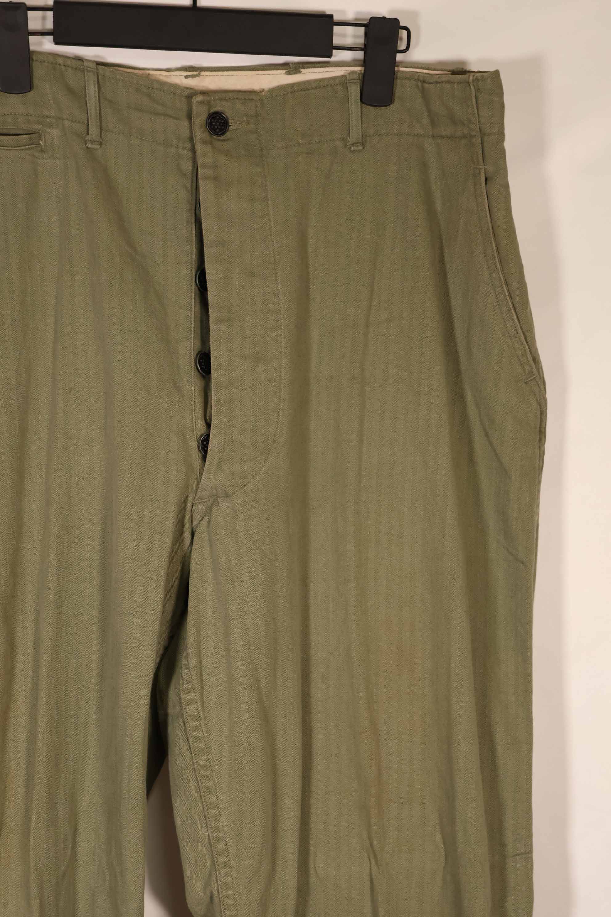 実物　1940年代　アメリカ陸軍　HBT OD ユーティリティパンツ 中古品　大きいサイズ
