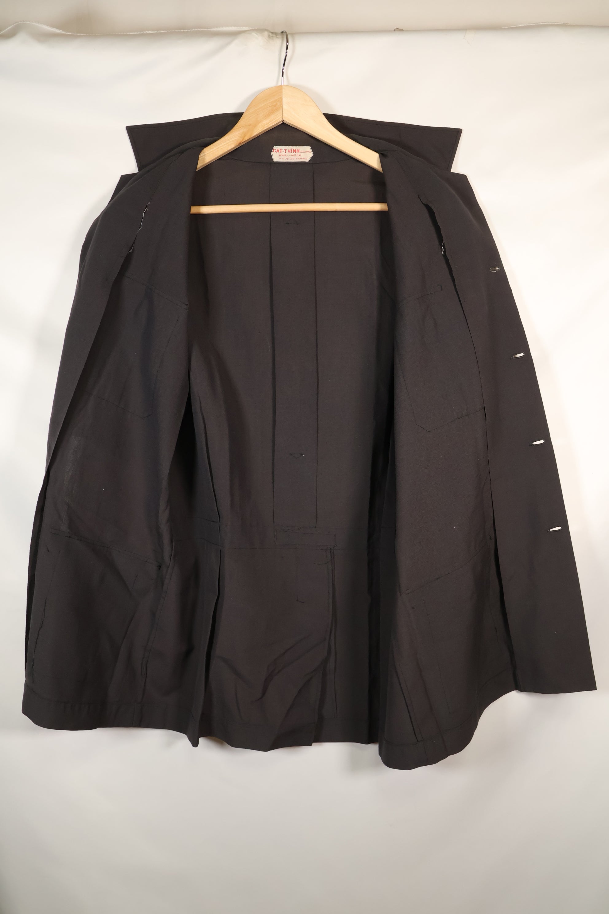 1960s Saigon Taylor Made Black Safari Jacket Pants Set