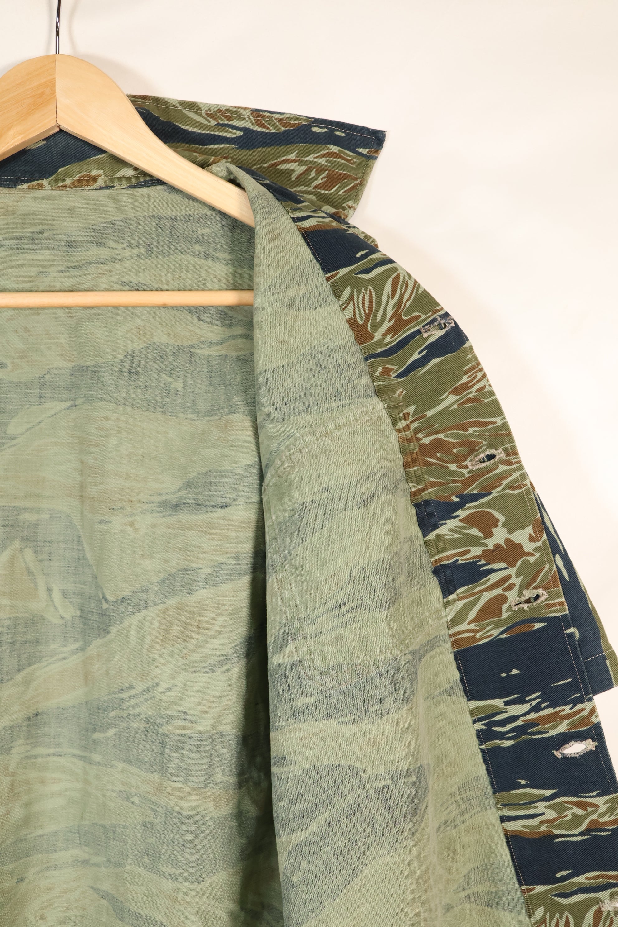 Mid-1970s, Thailand, Silver Tiger half sleeve shirt, tiger stripe, used.