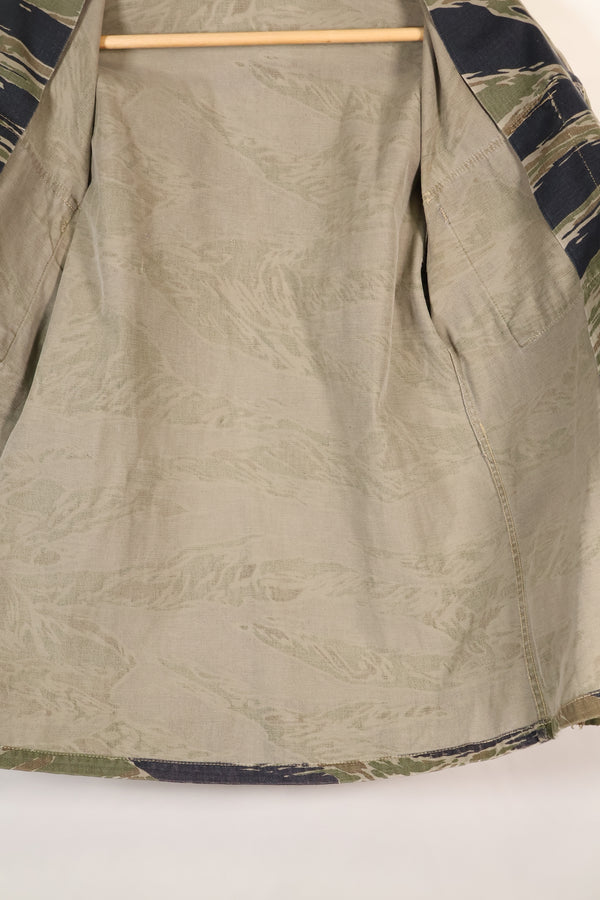 Mid-1960s Japanese Silver Tiger Asian Cut shirt with faded tiger stripes, used.