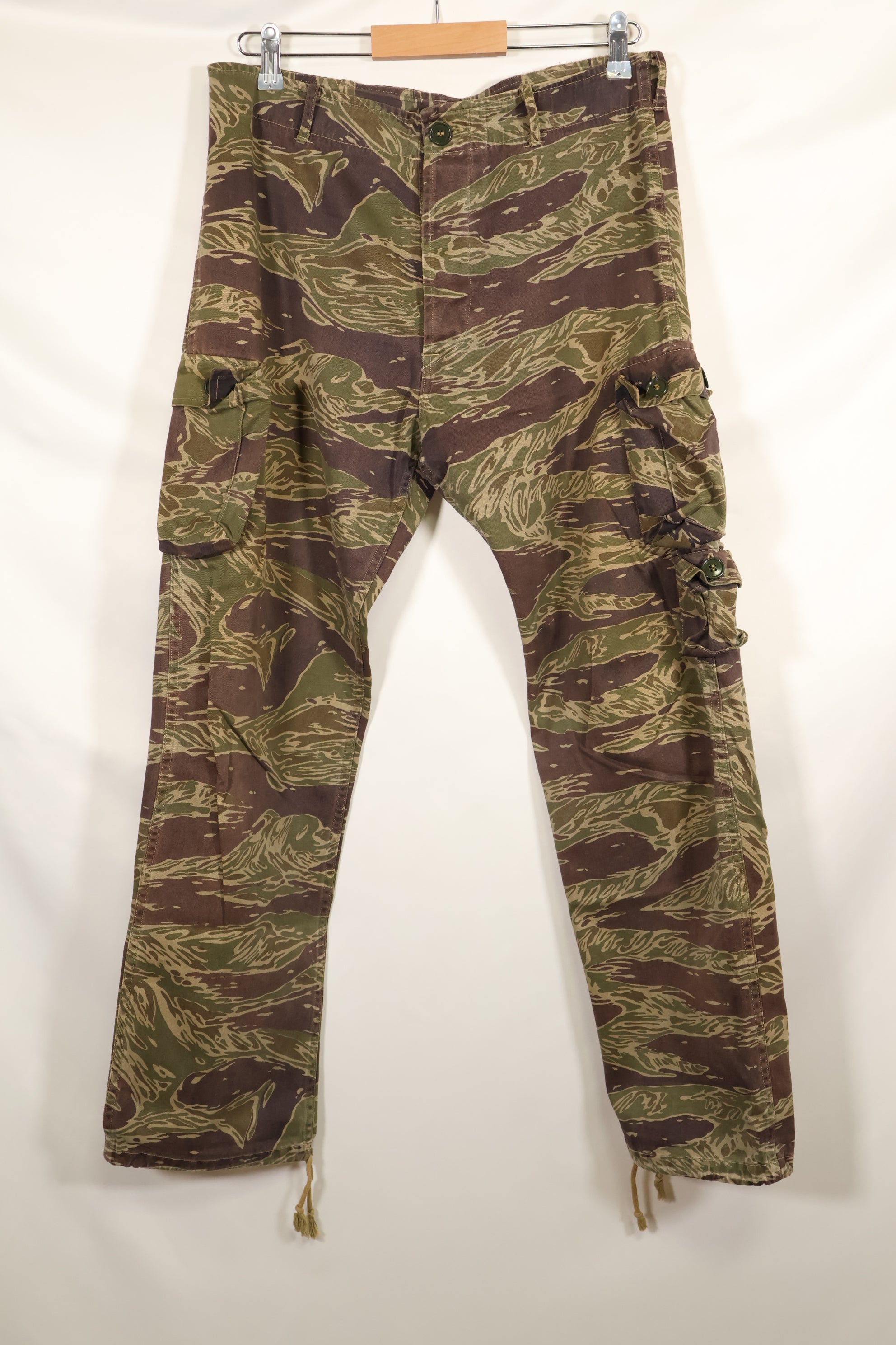 A-M Silver Tiger Stripe Asian Cut Pants made by Osaka MASH, used, faded.