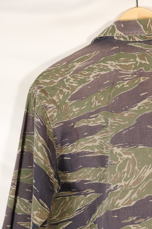 Mid-1960s Japanese Silver Tiger Asian Cut shirt with faded tiger stripes, used.