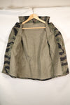 1960s Japanese Silver Tiger Asian Cut shirt, tiger stripe, used, no cuffs.