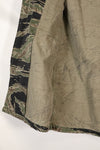 1960s Japanese Silver Tiger Asian Cut shirt, tiger stripe, used, no cuffs.