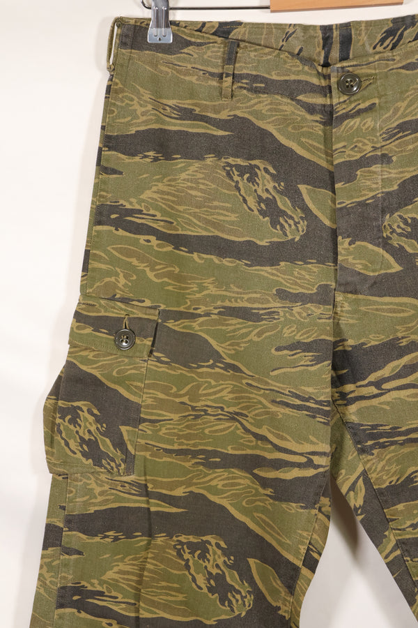 A-M gold tiger stripe Asian cut pants made by Osaka MASH, used, faded.