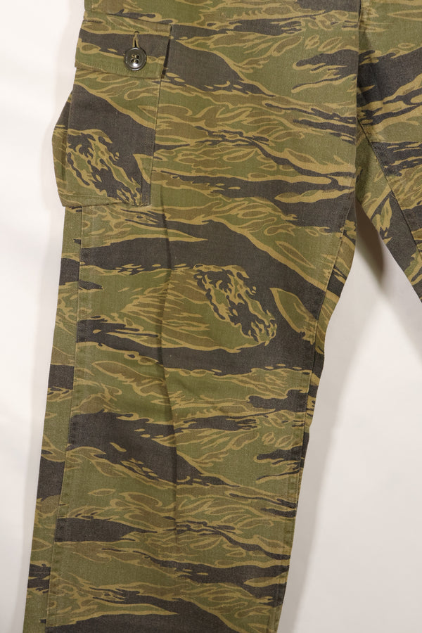A-M gold tiger stripe Asian cut pants made by Osaka MASH, used, faded.
