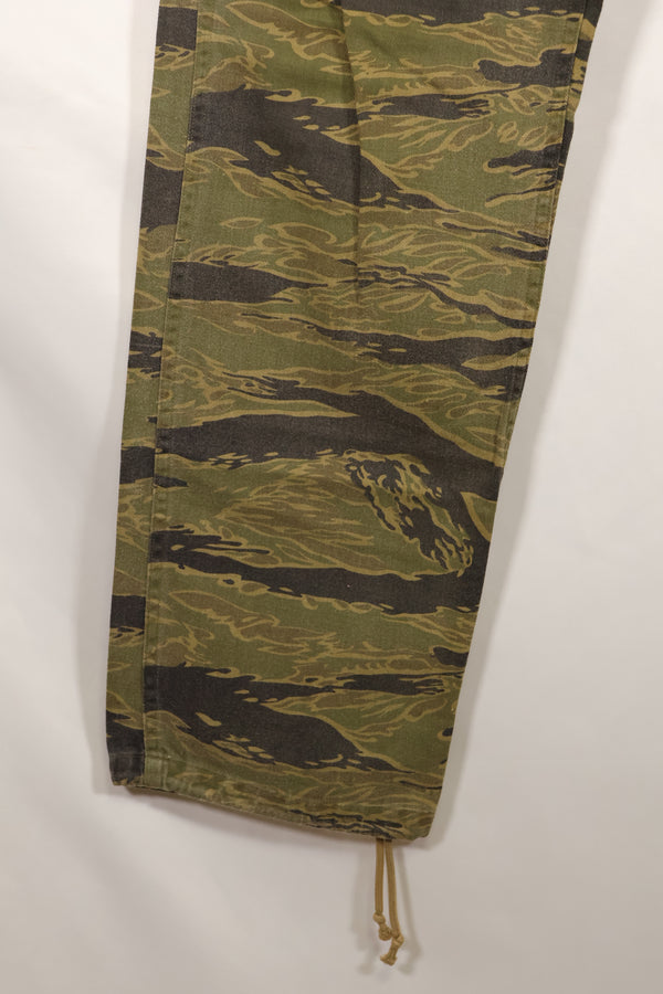 A-M gold tiger stripe Asian cut pants made by Osaka MASH, used, faded.