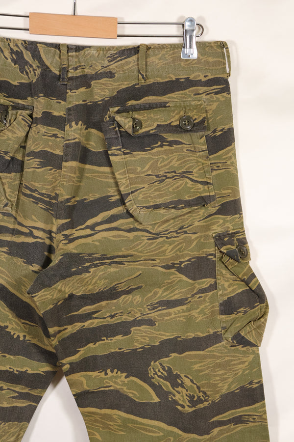 A-M gold tiger stripe Asian cut pants made by Osaka MASH, used, faded.