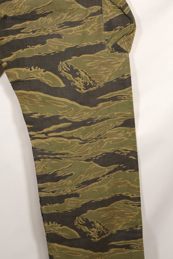 A-M gold tiger stripe Asian cut pants made by Osaka MASH, used, faded.