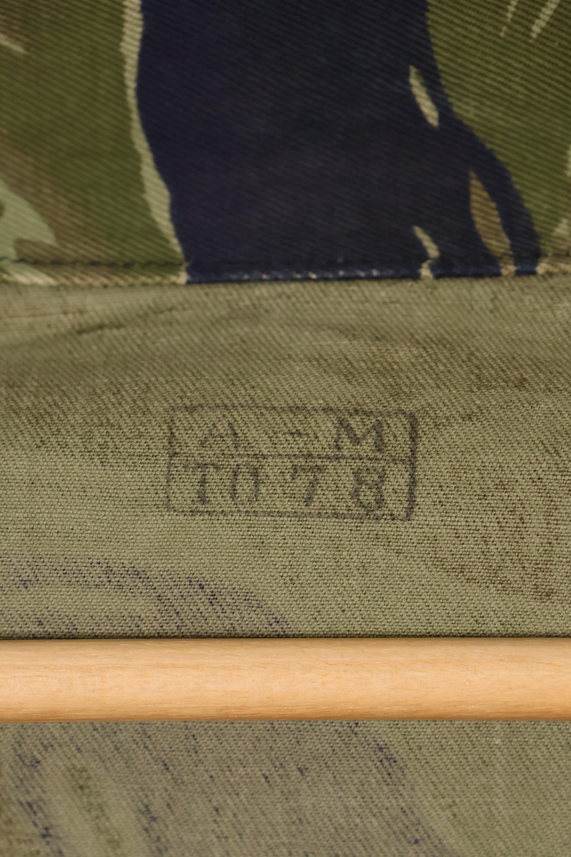 Early 1970s A-M TO-78 Silver Tiger Variation Tiger Stripe Shirt, used.