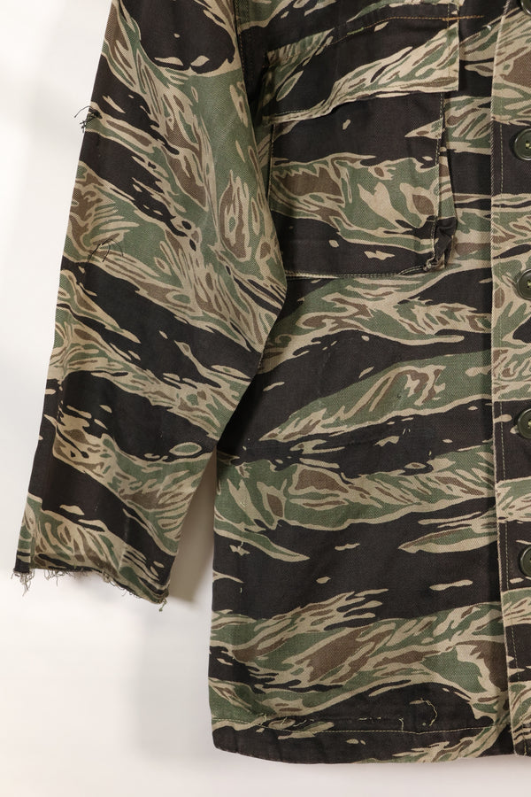 1960's 1/2 A-S Japanese Silver Tiger Shirt, Tiger Stripe, with local alterations, used.