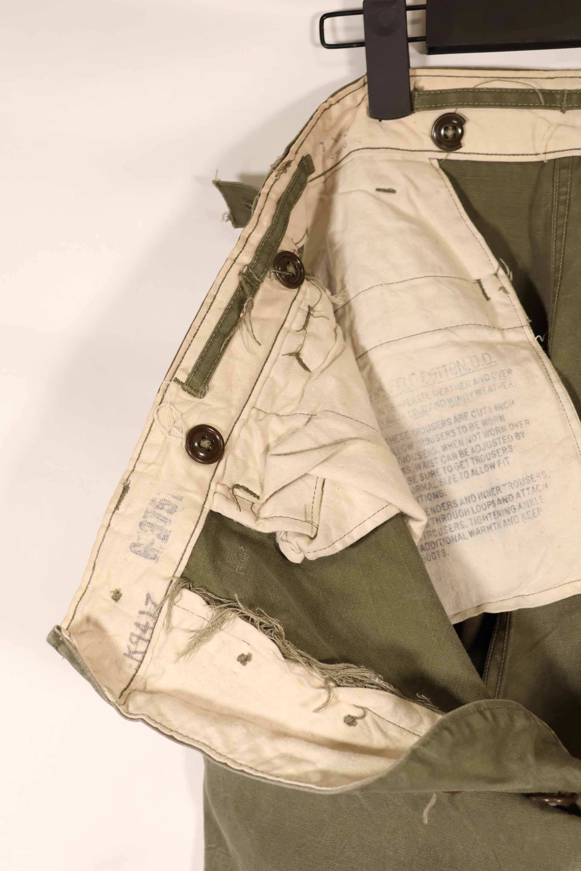 実物　1940年代後半〜50年代前半　M45 ODコットンフィールドパンツ　中古品　使用感強い