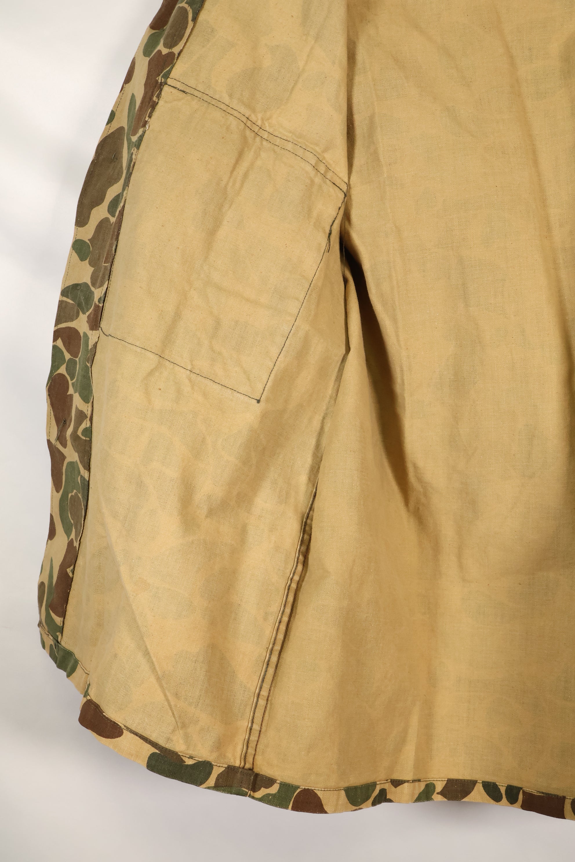 1970's manufactured in Okinawa, Japan, Beogum camouflage duck hunter hunting shirt, used.