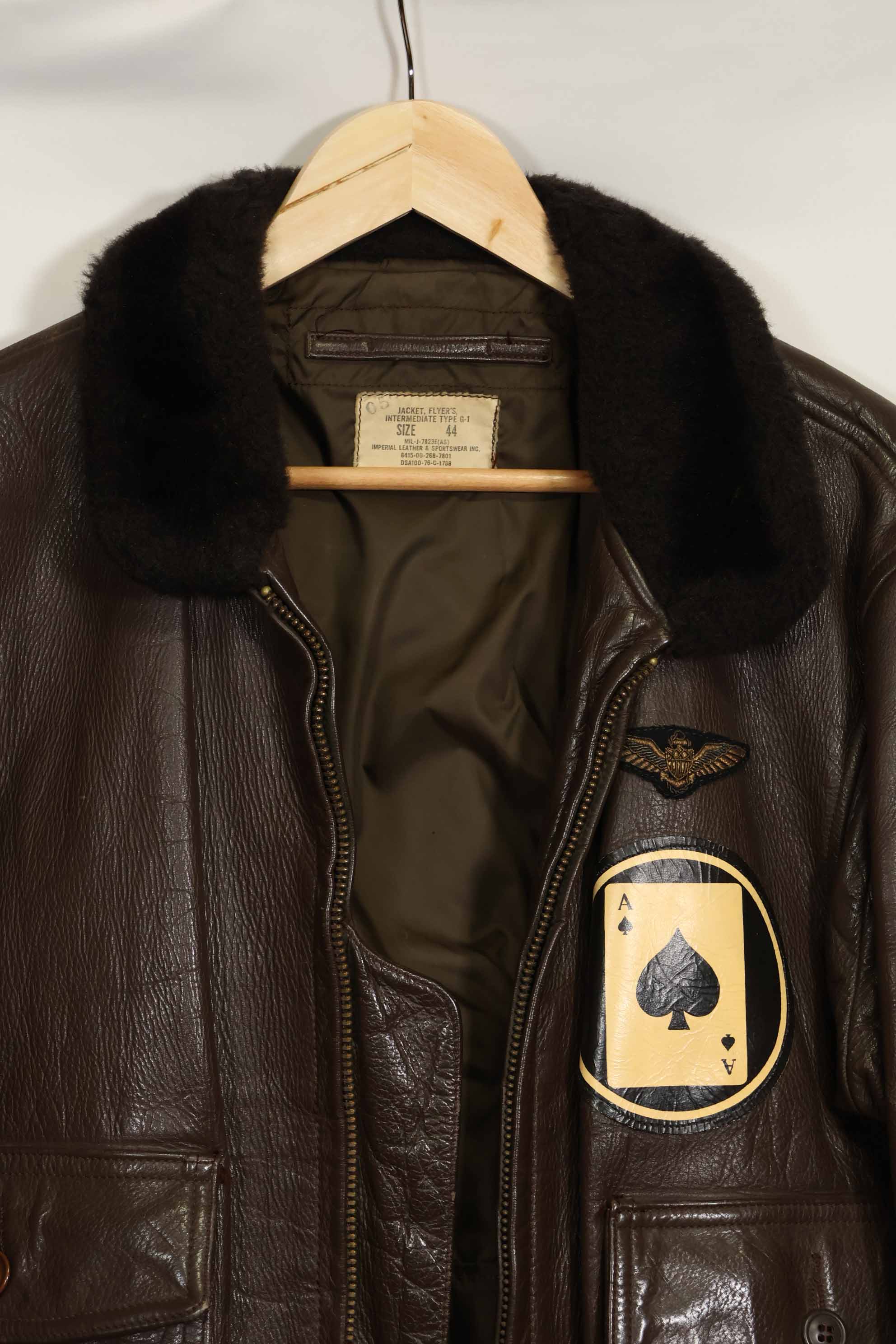 1976年契約　アメリカ海軍　G-1　フライトジャケット　ラベル欠損　パッチ付き　サイズ 44 中古品