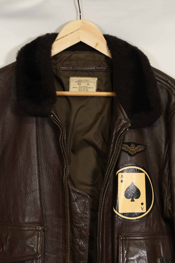 1976年契約　アメリカ海軍　G-1　フライトジャケット　ラベル欠損　パッチ付き　サイズ 44 中古品