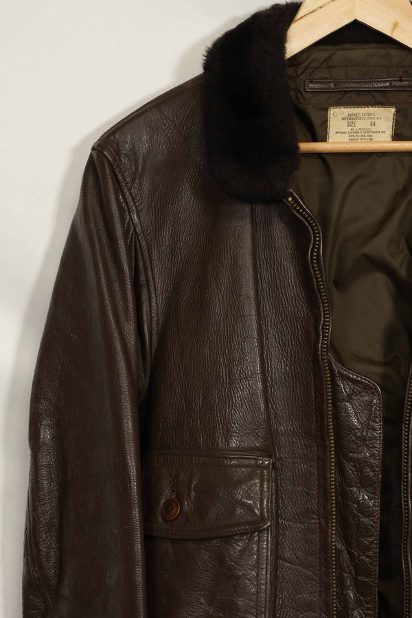 1976年契約　アメリカ海軍　G-1　フライトジャケット　ラベル欠損　パッチ付き　サイズ 44 中古品