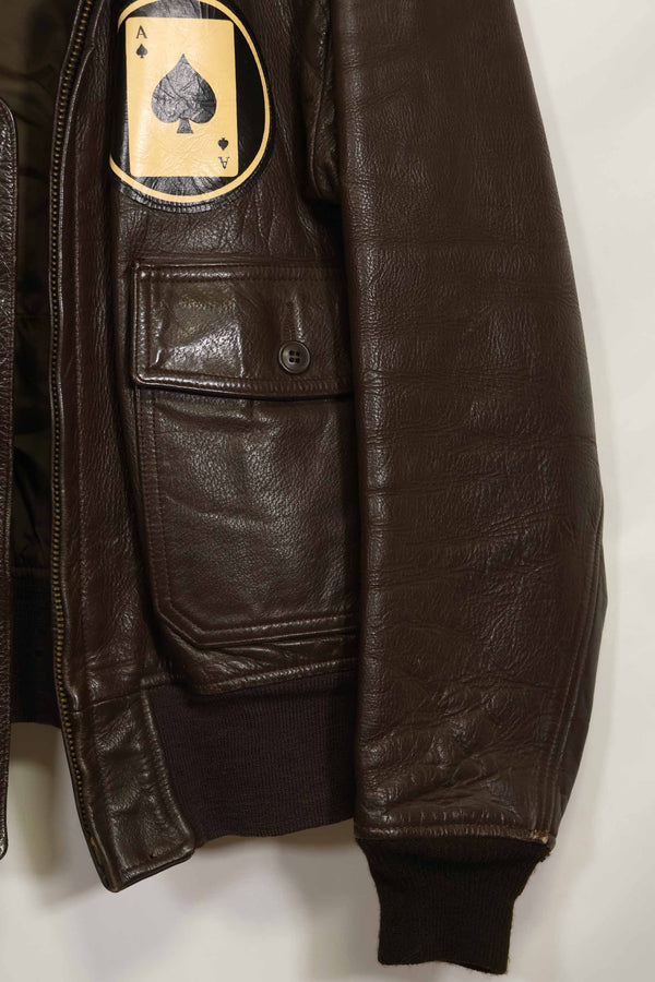 1976年契約　アメリカ海軍　G-1　フライトジャケット　ラベル欠損　パッチ付き　サイズ 44 中古品