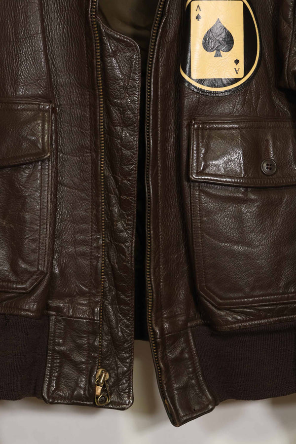 1976年契約　アメリカ海軍　G-1　フライトジャケット　ラベル欠損　パッチ付き　サイズ 44 中古品
