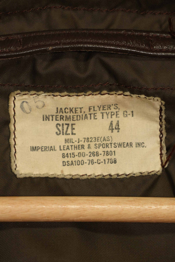 1976年契約　アメリカ海軍　G-1　フライトジャケット　ラベル欠損　パッチ付き　サイズ 44 中古品