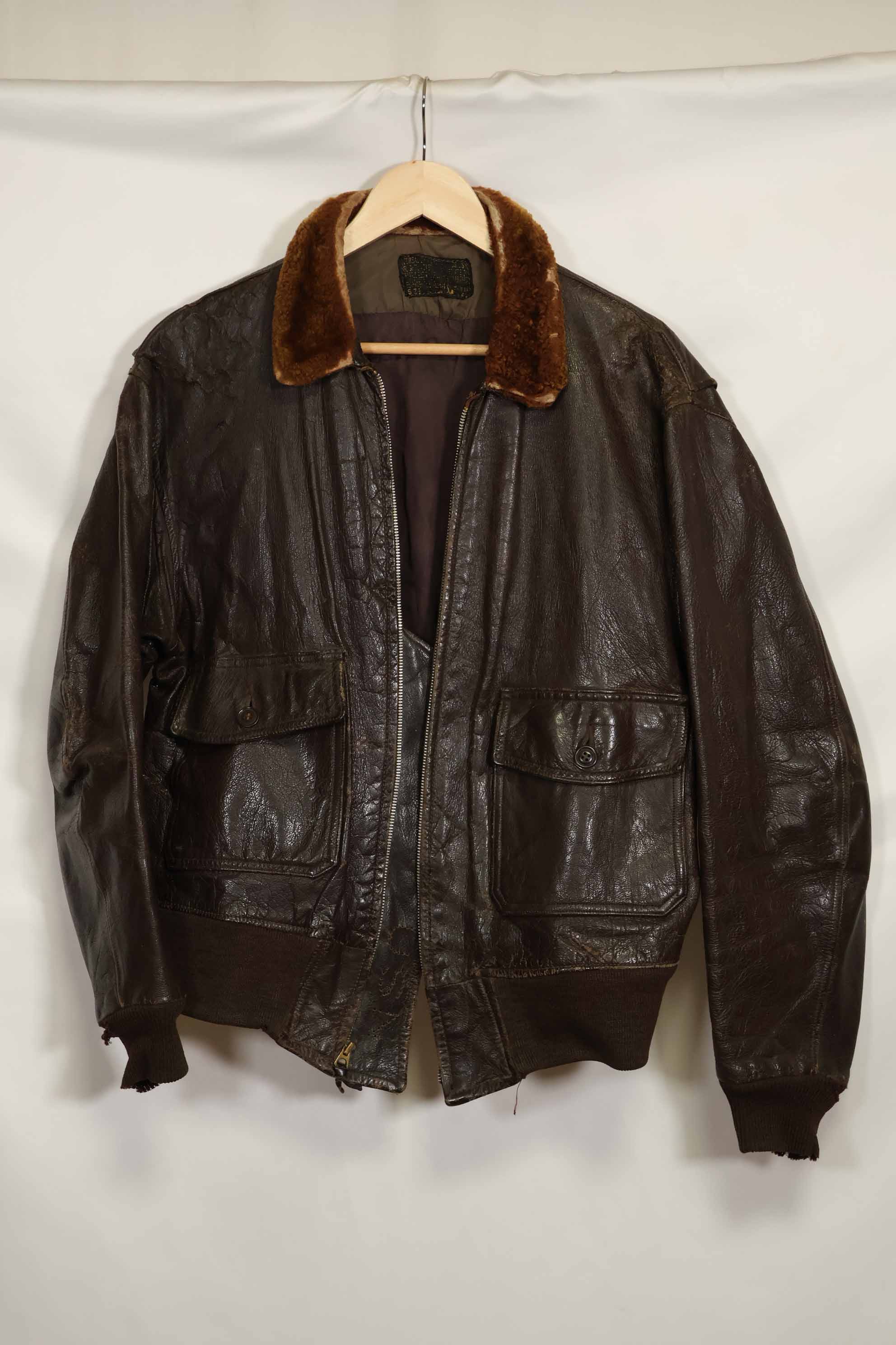 1950s-60s lot US Navy G-1 flight jacket, used.