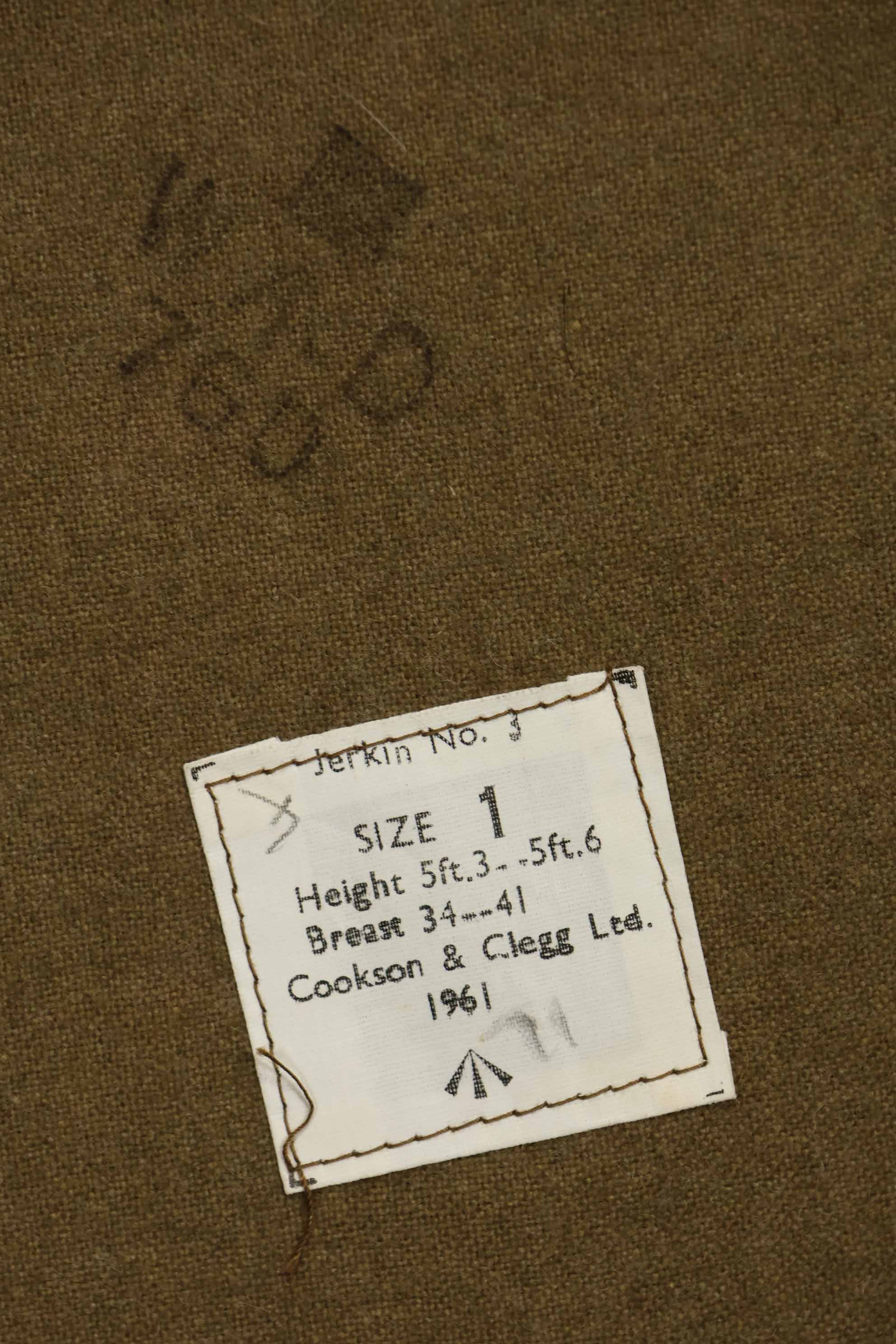 1961 British Army Jerkin No. 3 vest, unused, with patch.