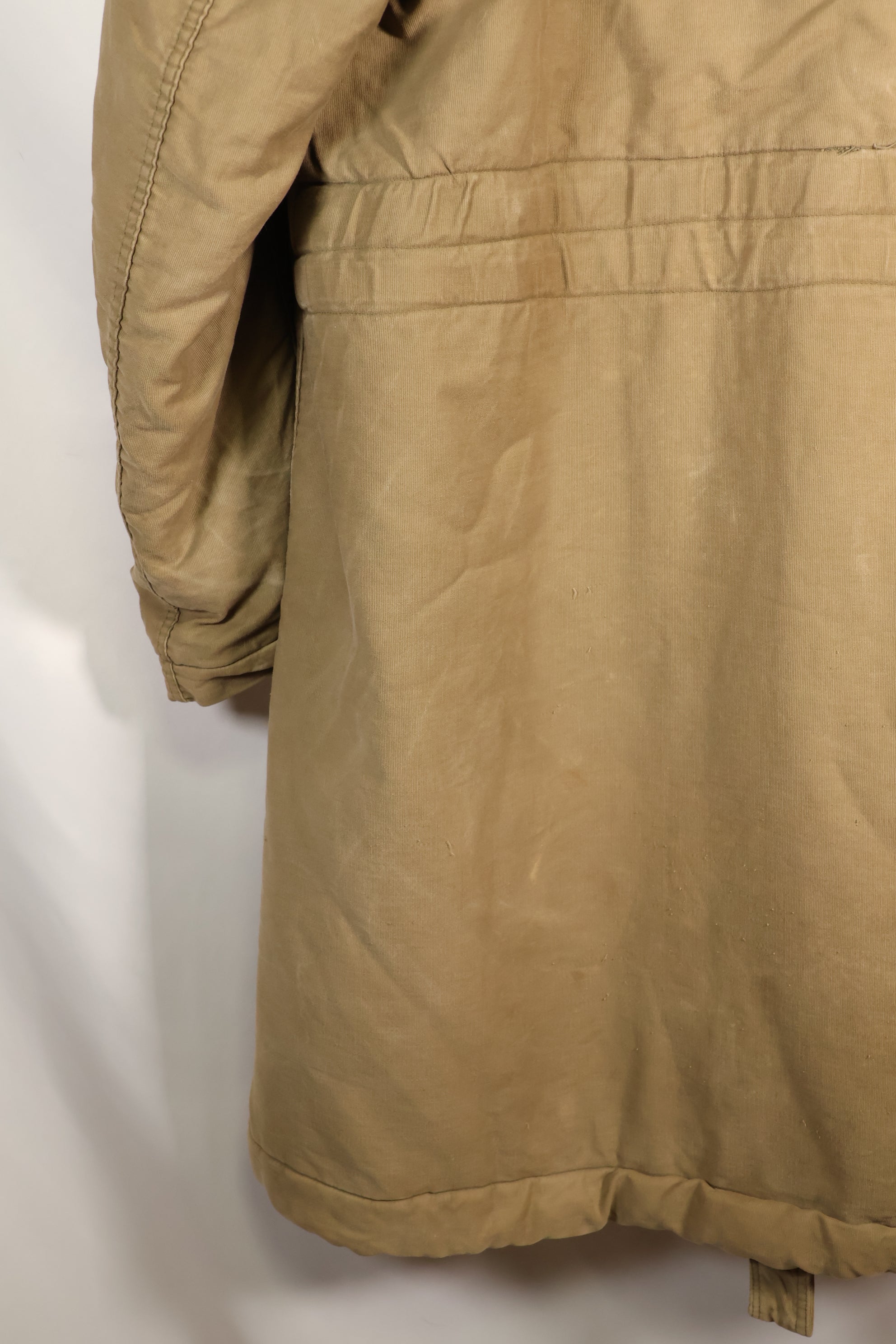 1940s WWII US Navy N-1 deck coat parka, faded, no stencil, used.