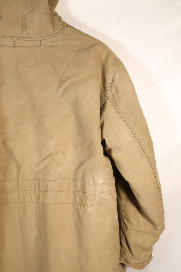 1940s WWII US Navy N-1 deck coat parka, faded, no stencil, used.