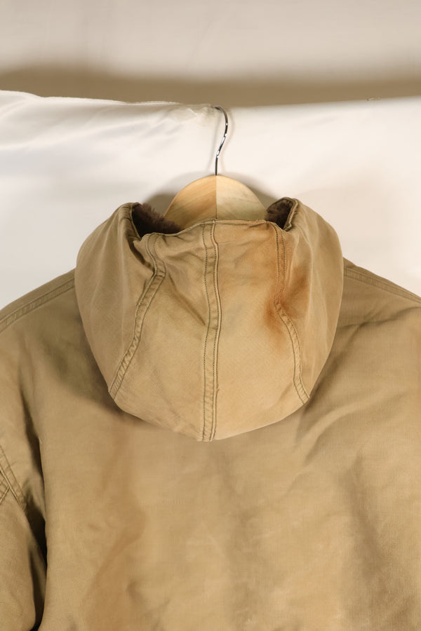 1940s WWII US Navy N-1 deck coat parka, faded, no stencil, used.