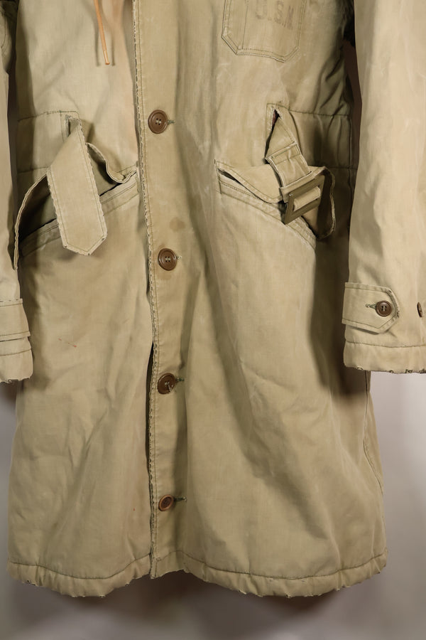 1940s กองทัพเรือสหรัฐฯ เสื้อโค้ทกันลมแบบมีฮู้ด BB-61 USS IOWA สินค้ามือสอง