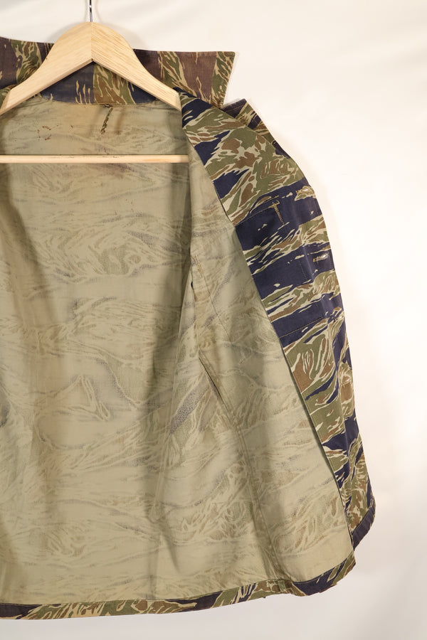 1960's semi Japanese silver tiger shirt, Asian cut, little fading, used.