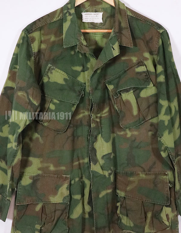Real ERDL Non Rip Jacket by Poplin, M-S, faded, used.