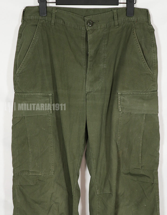 Real Poplin Jungle Fatigue pants, S-S, faded, used.