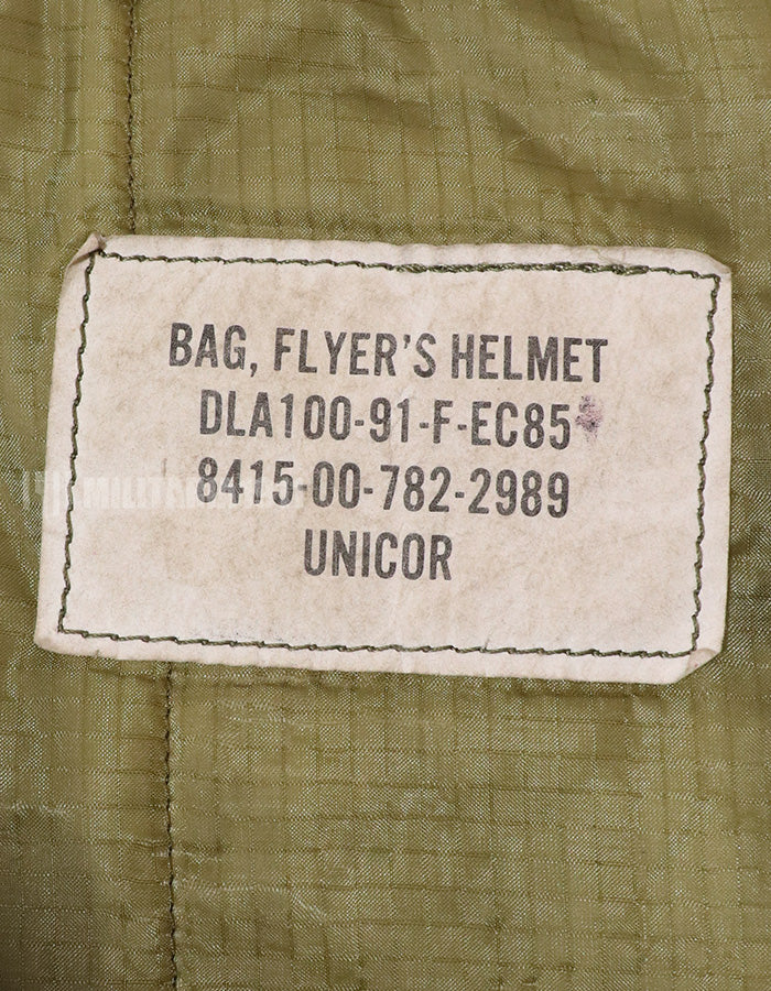 Original U.S. Military Made in 1991 Helmet Bag, Stained, Used.