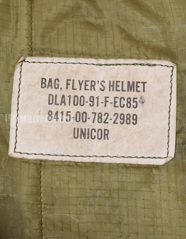 Original U.S. Military Made in 1991 Helmet Bag, Stained, Used.
