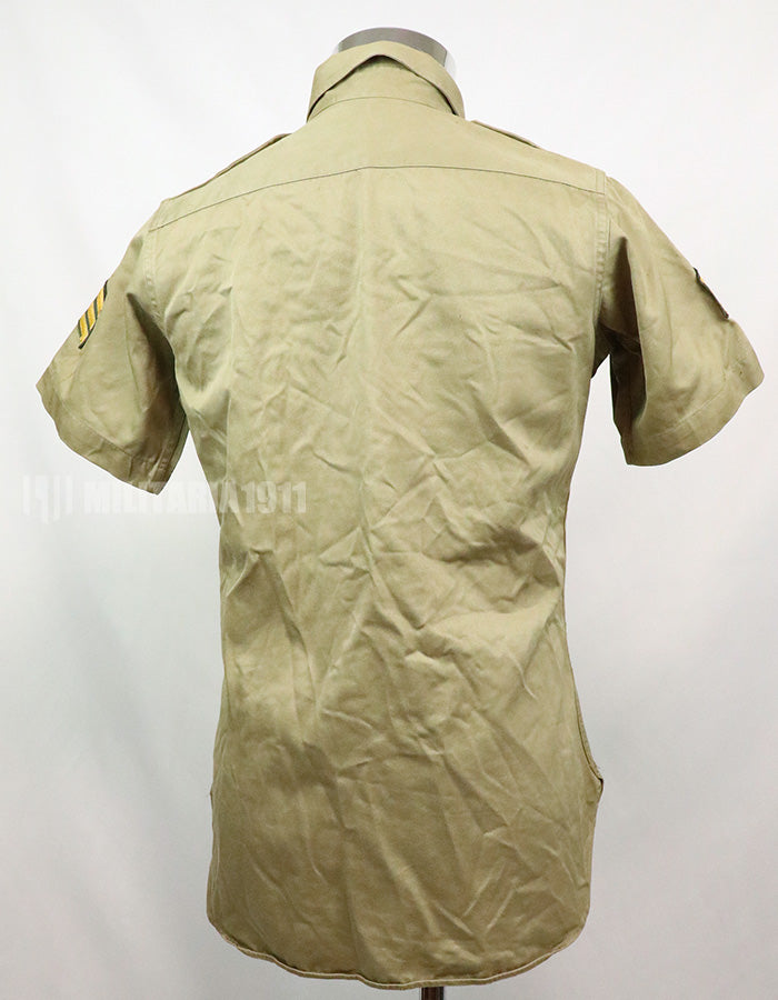 Original U.S. Army Cotton Khaki Shirt Service Shirt with Rank insignia patch 1st Signal Bde