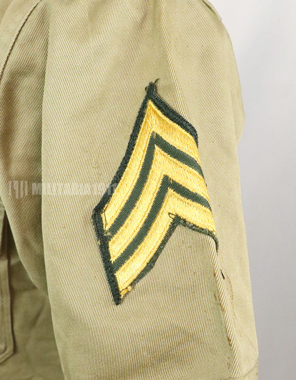 Original U.S. Army Cotton Khaki Shirt Service Shirt with Rank insignia patch 1st Signal Bde