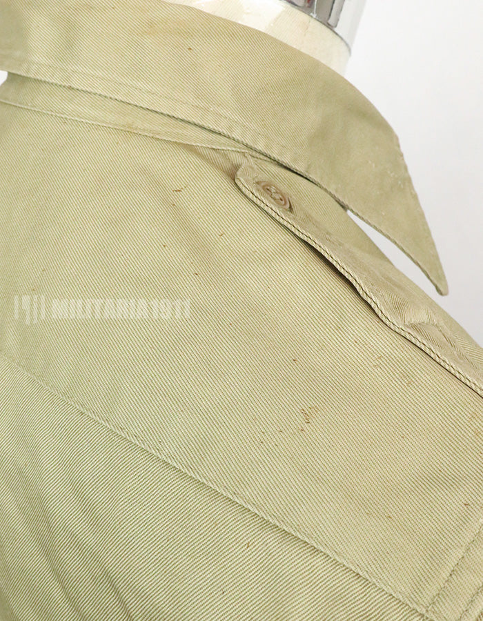 Original U.S. Army Cotton Khaki Shirt Service Shirt with Rank insignia patch 1st Signal Bde