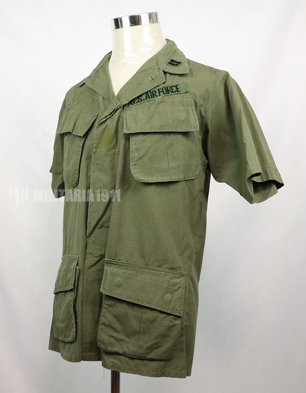 Original U.S. Air Force Late Model Jungle Fatigue Short Sleeve Custom with Insignia 1969 Contract