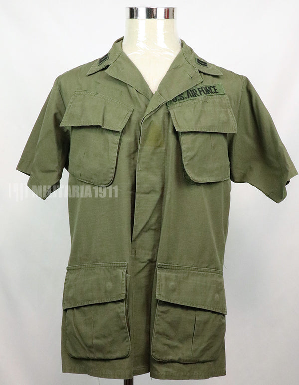 Original U.S. Air Force Late Model Jungle Fatigue Short Sleeve Custom with Insignia 1969 Contract