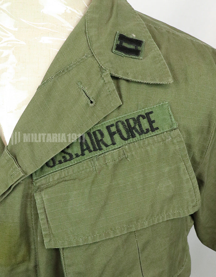 実物　アメリカ空軍　後期型ジャングルファティーグ　ショートスリーブカスタム　徽章付き 1969年契約