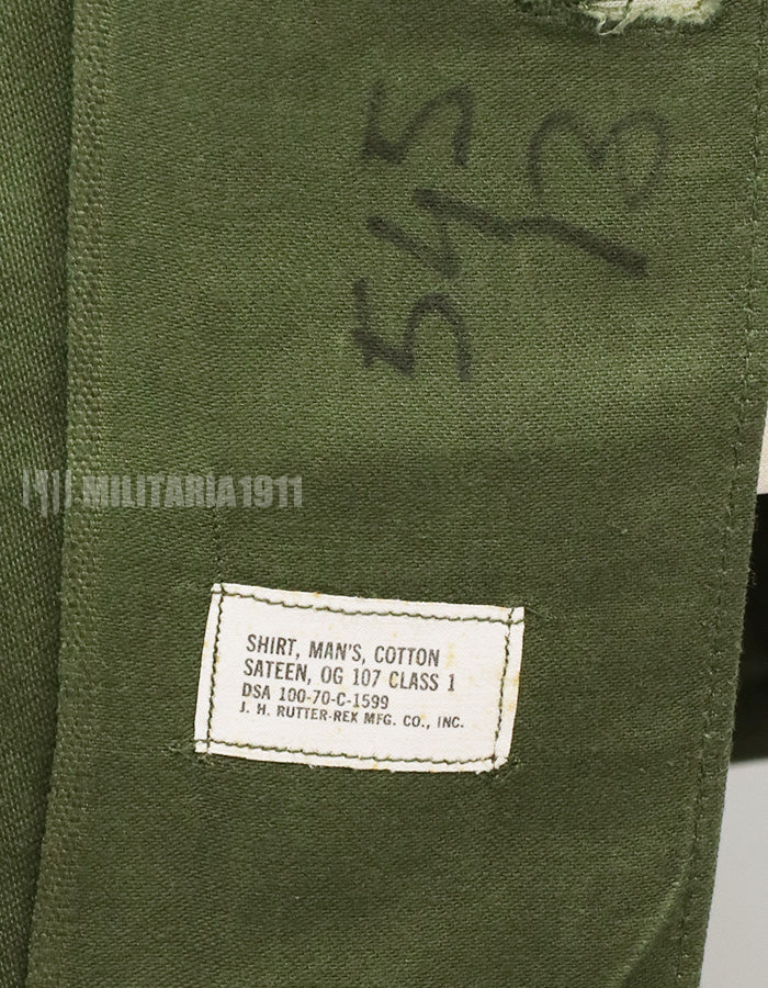 Original Utility Shirt OG-107, made in 1970, war time lot, used condition.