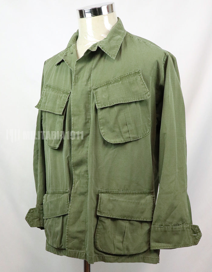 Original Late model ripstop fabric Jungle Fatigue S-R, partially damaged, made in 1968
