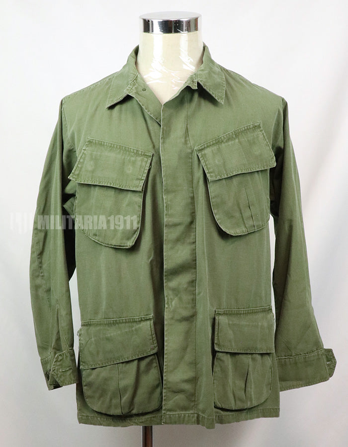 Original Late model ripstop fabric Jungle Fatigue S-R, partially damaged, made in 1968
