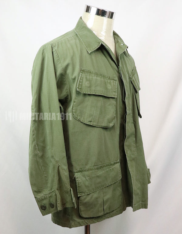 Original Late model ripstop fabric Jungle Fatigue S-R, partially damaged, made in 1968