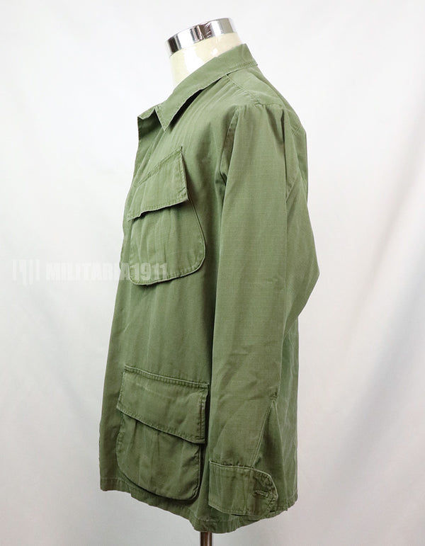 Original Late model ripstop fabric Jungle Fatigue S-R, partially damaged, made in 1968